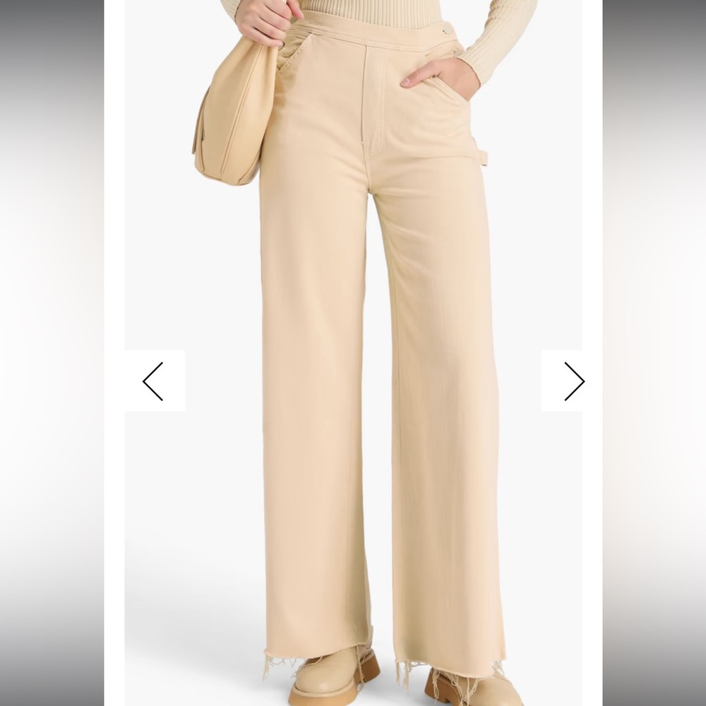 MOTHER The Main Sail Sneak Fray Cream Wide Leg Cargo Pants